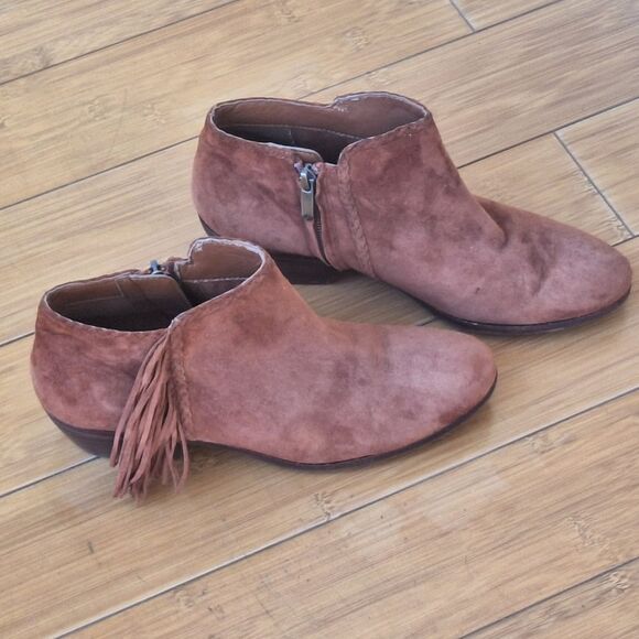 Sam Edelman Paige Suede Booties Fringe Ankle Boots Cinnamon sz 9 Festival Boots - Picture 7 of 16
